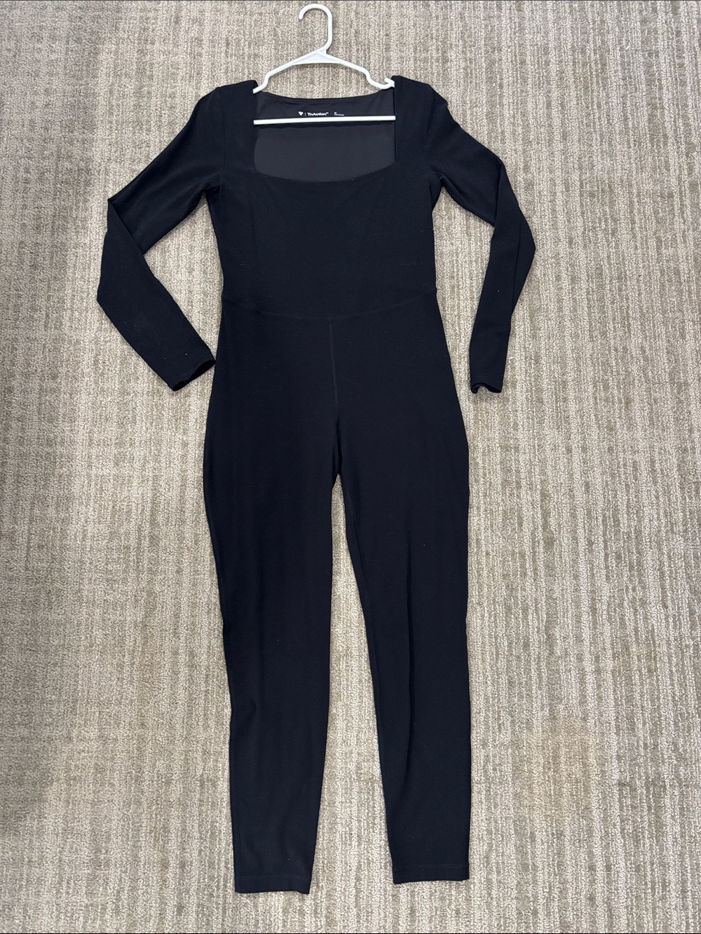 Black Long-Sleeve Square-Neck Jumpsuit